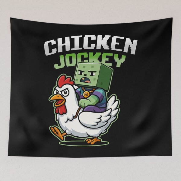 Item preview, Pixel Chicken Jockey – Funny Zombie Rider in Blocky World Style designed and sold by Rebel Animal.