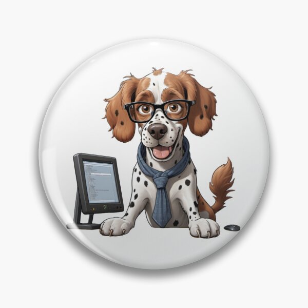 Artikelvorschau, Lustiges Brittany Spaniel Hund Computerprogrammierer Cartoon Design – Süßes Haustier und Besitzer Kunstwerk – Computerprogrammierer Geschenk – Humorvolle Haustiereltern Geschenke entworfen und verkauft von KoraTalks.