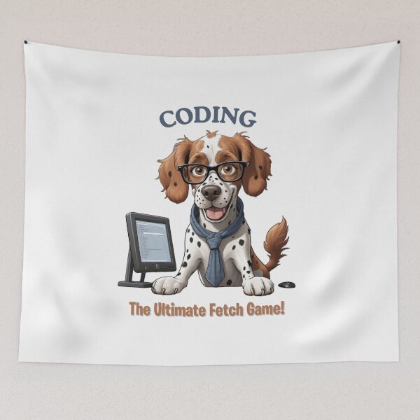 Artikelvorschau, Lustiges Brittany Spaniel Hund Computerprogrammierer Cartoon Design – Süßes Haustier und Besitzer Kunstwerk – Computerprogrammierer Geschenk – Humorvolle Haustiereltern Geschenke entworfen und verkauft von KoraTalks.