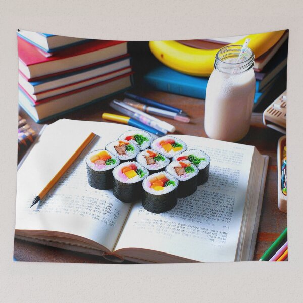 Item preview, Gimbap and Banana Milk: A Student's Snack Amidst Study Chaos designed and sold by Fantabulous.