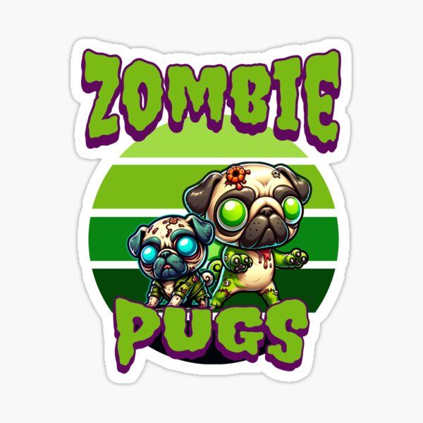 Artikel-Vorschau von Zombie-Möpse | Niedlicher untoter Mops-Halloween-Entwurf, designt und verkauft von RomeoSketches.