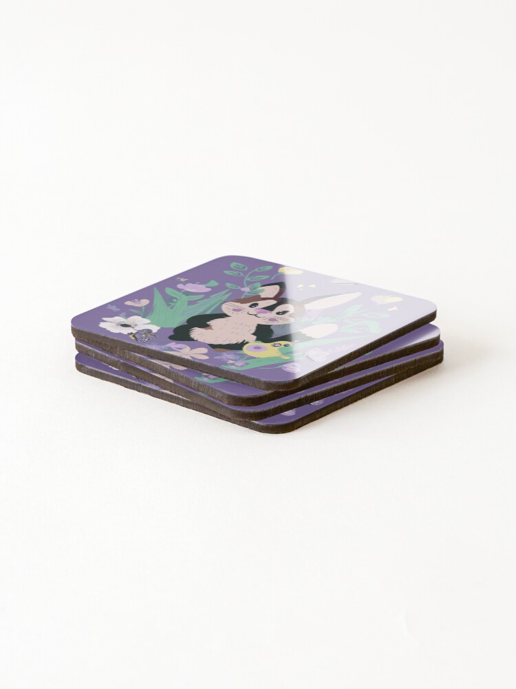 Thumbnail 4 of 5, Coasters (Set of 4), Spring Calico Rabbit designed and sold by MECC-20.