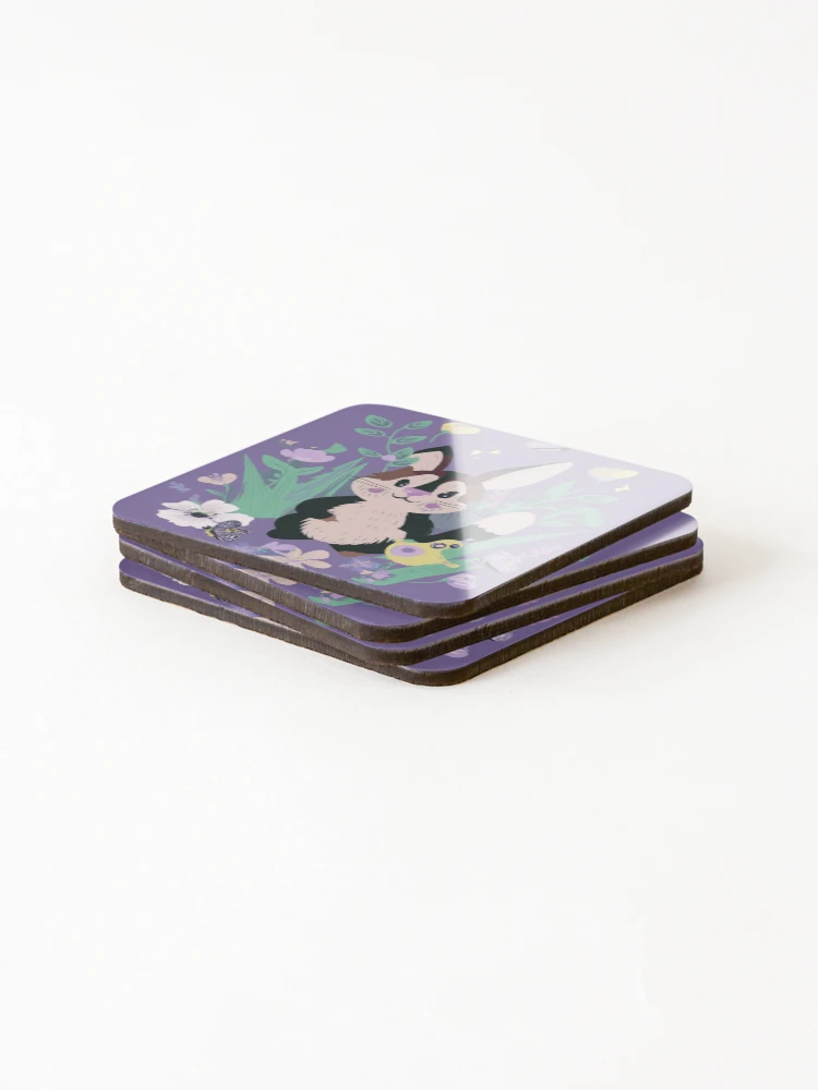 Thumbnail 4 of 5, Coasters (Set of 4), Spring Calico Rabbit designed and sold by MECC-20.