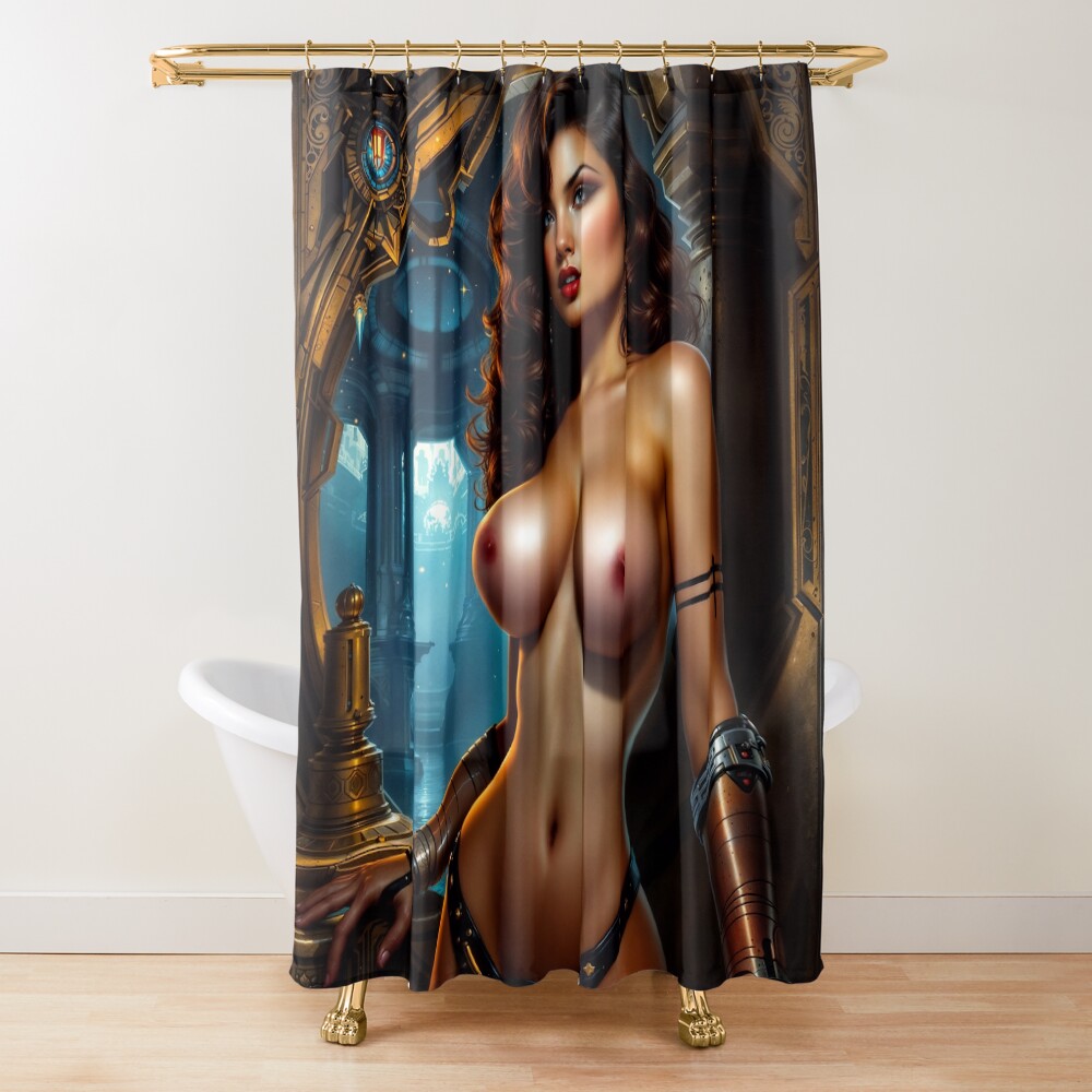 Stunning Portrait Nude Of Aurelia Valeriana In Gilded Architecture AI Concept Art by Xzendor7 | A Striking Epic Vision 4 Stunning Portrait Nude Of Aurelia Valeriana In Gilded Architecture Mesmerizing AI Concept Art by Xzendor7 Decorative Art Print Shower Curtain
