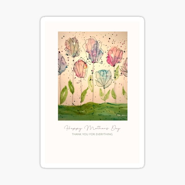 Whimiscal Flowers Mother's Day Card Sticker
