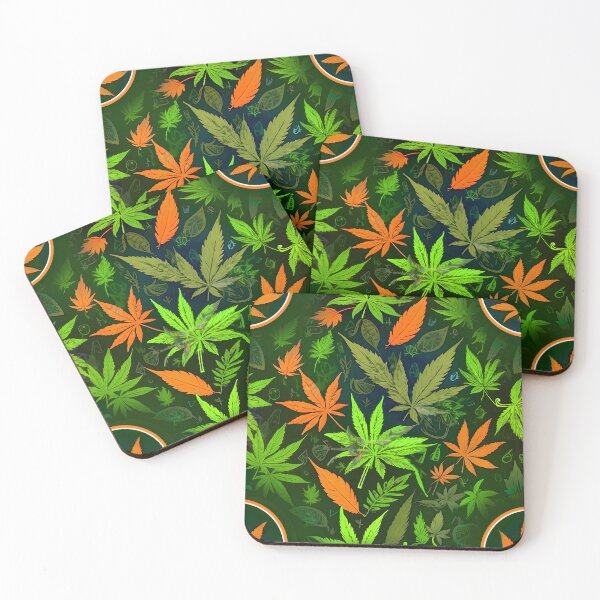 Item preview, Cannabis Pattern Blue Neon Green Leaf Vibes designed and sold by MindWave THC.