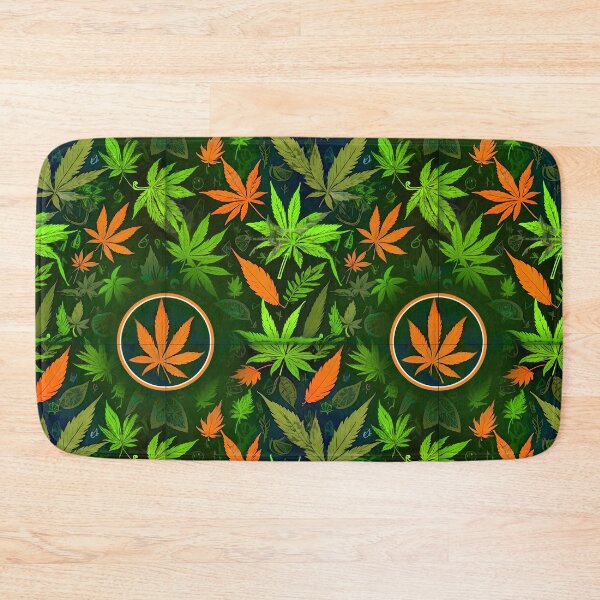 Item preview, Cannabis Pattern Blue Neon Green Leaf Vibes designed and sold by MindWave THC.