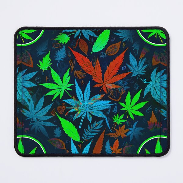 Item preview, Cannabis Pattern Blue Neon Green Leaf Vibes designed and sold by MindWave THC.