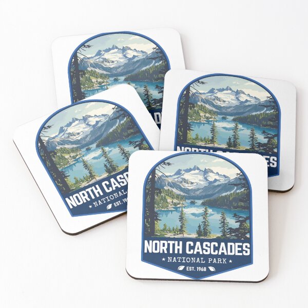 Item preview, North Cascades National Park in Washington, USA Retro Travel Art Badge designed and sold by MaateoDesign.