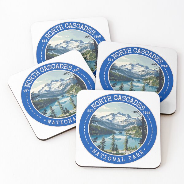Item preview, North Cascades National Park in Washington, USA Vintage Travel Art Emblem designed and sold by MaateoDesign.