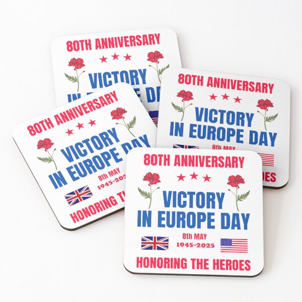 Item preview, VE day 80th anniversary 2025 USA and British Flag designed and sold by Minimalismat.