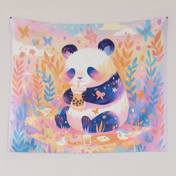 Item preview, Happy Panda drinking boba designed and sold by WoollenLlama.