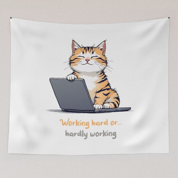 Item preview, Working Hard or Hardly Working Cat designed and sold by FiesterArt.