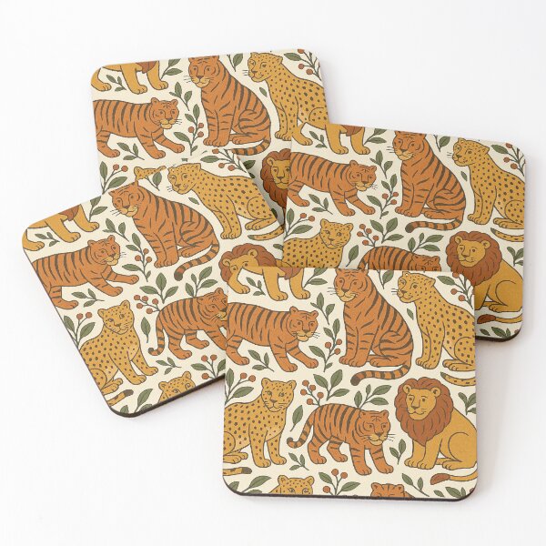 Item preview, Jungle Cats Pattern with Lions, Tigers, and Leopards designed and sold by weirdfishes123.