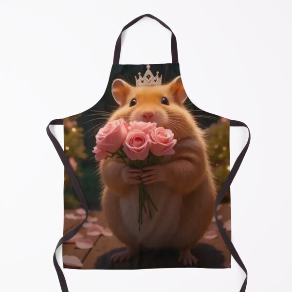 Item preview, Princess Hamster with Crystal Crown Holding Tiny Pink Roses and Rose Petals designed and sold by zanydoodles.