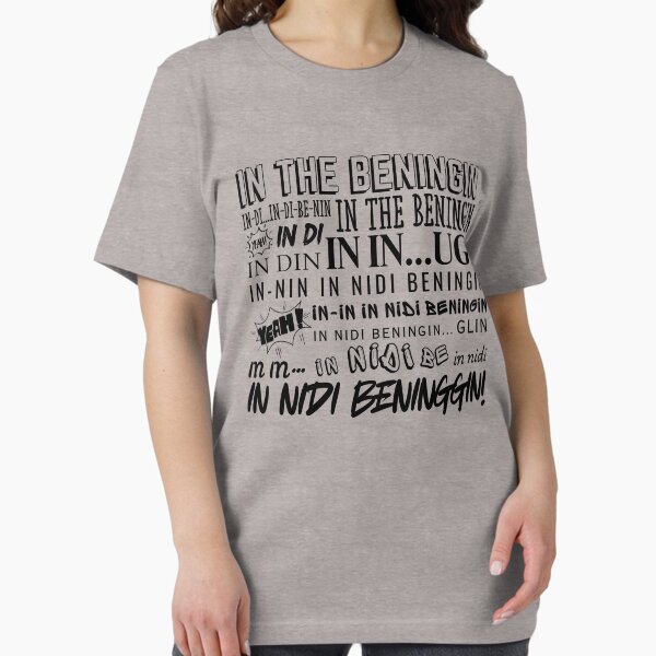 Aperçu de l'œuvre T-shirt avec citation « In The Beningin Meme » – Un moment viral et drôle sur Internet créée et vendue par UNICRAFT Creative.