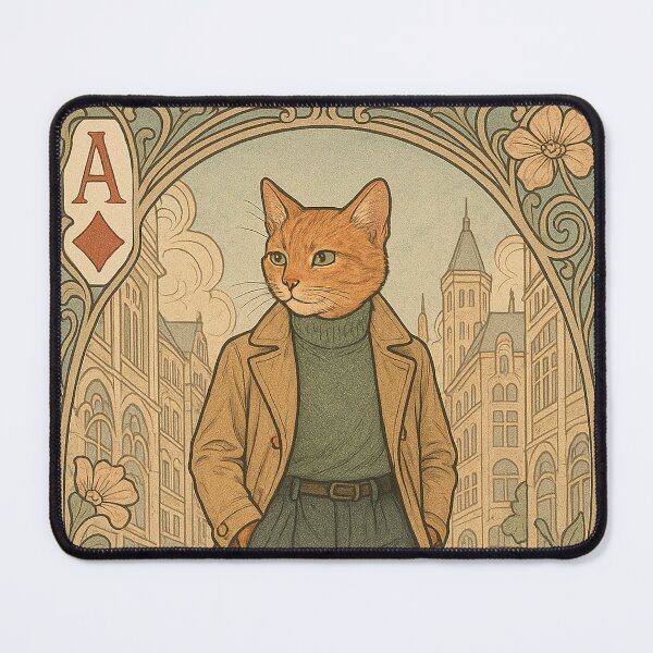 Item preview, Ace Cat Card Art in Vintage Illustration Style designed and sold by weirdfishes123.