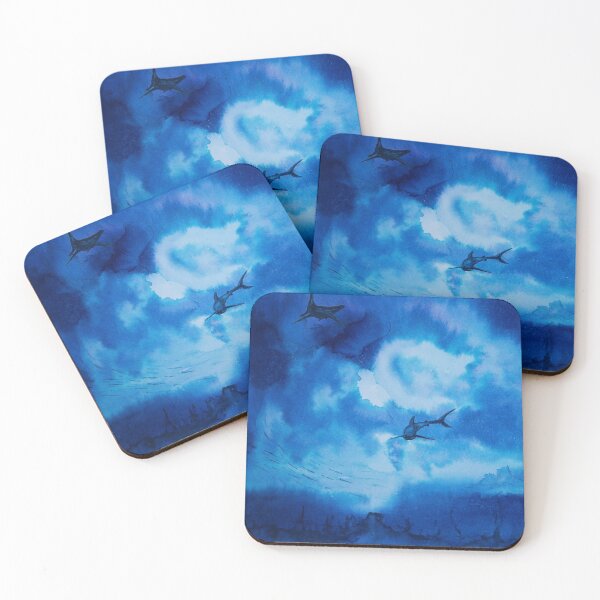 Item preview, Sharks in ink blue designed and sold by Kissart.