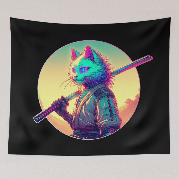 Item preview, Cyberpunk Cat Samurai Anime designed and sold by Nostalgia Busters.