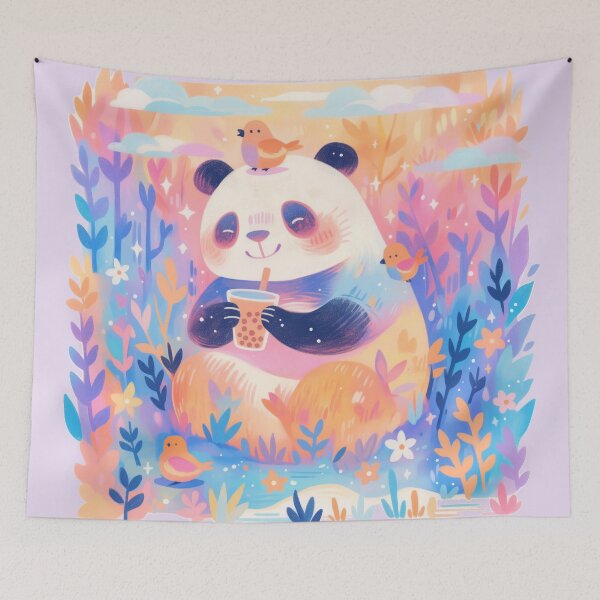 Item preview, Happy Panda drinking boba designed and sold by WoollenLlama.