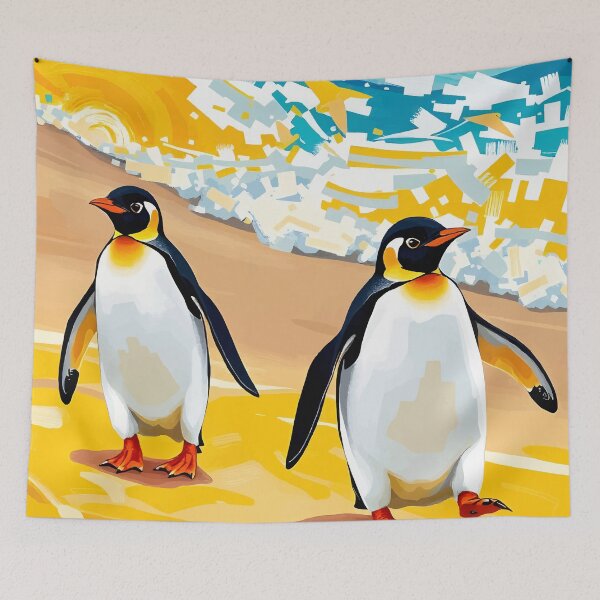 Item preview, Beach Strolling Penguins – Vibrant Ocean Walk Scene designed and sold by WildlifeInc.