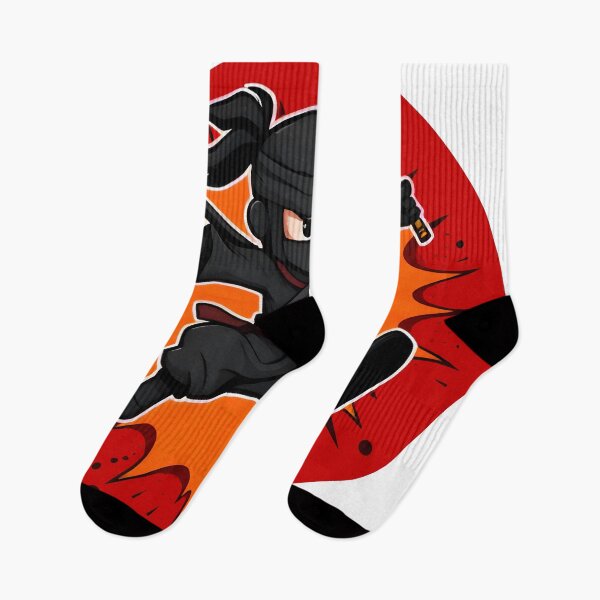 Item preview, Cartoon Ninja Action Art – Dynamic Kunai Warrior in Explosive Red Background designed and sold by BrushRushX.