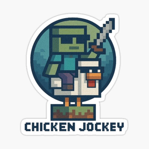 Vista previa del artículo con la obra «Pollo Jockey», diseñado y vendido por Hoops and Movie Sticks.