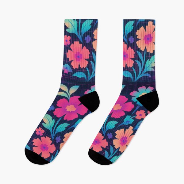 Item preview, Neon Grid Glow Floral Abstract Design designed and sold by weirdfishes123.