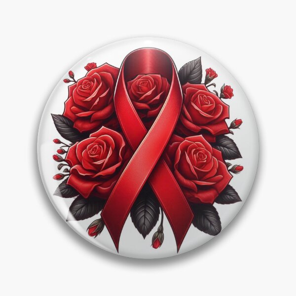 Item preview, Red Awareness Ribbon with Red Roses – Symbol of Support & Strength designed and sold by HealthCoreCommunity.