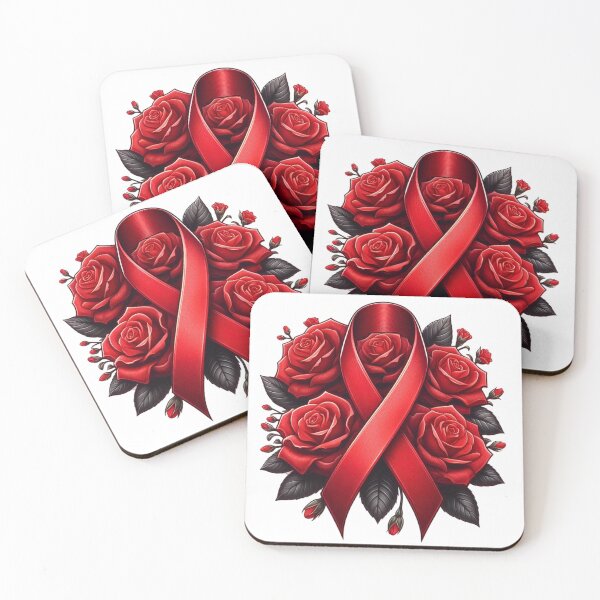 Item preview, Red Awareness Ribbon with Red Roses – Symbol of Support & Strength designed and sold by HealthCoreCommunity.
