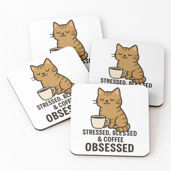 Item preview, Stressed, Blessed & Coffee Obsessed Cat designed and sold by Vitalka-uk.