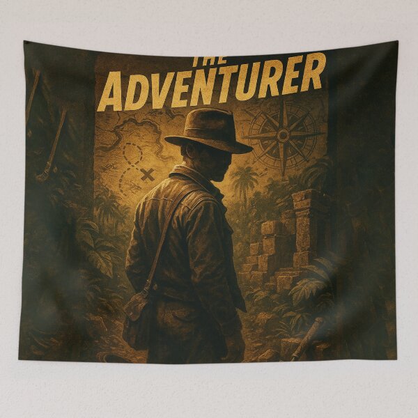 Item preview, The Explorer – Vintage Adventure Poster with Ancient Ruins & Treasure Map designed and sold by PrometheusStyle.