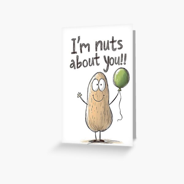Item preview, I’m Nuts About You – A Goofy Peanut and Balloon Combo That Says It All! designed and sold by FUNqoosh.