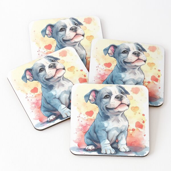 Item preview, Blue Pit Bull Watercolor Dog Art for Pet Lovers designed and sold by SellingWSarah17.
