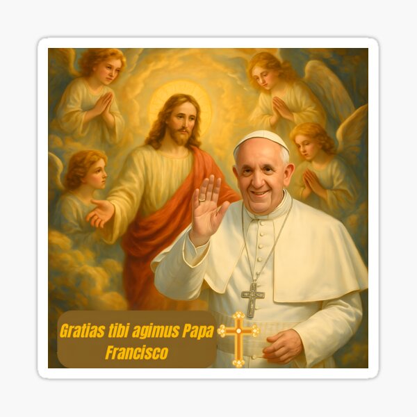 Item preview, Tribute to Pope Francis Welcomed to Heaven by Jesus and Angels – Classic Religious Illustration designed and sold by G-A-D-U.