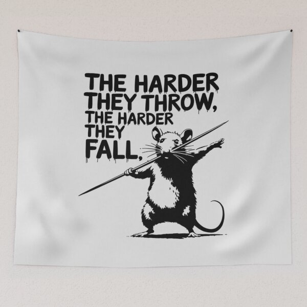 Item preview, Banksy Style Rat - The harder they throw, the harder they fall designed and sold by 123ks.