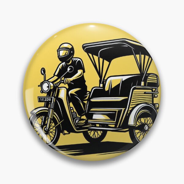 Item preview, AI Art: Vintage Motorized Rickshaw Design - Retro Medan City Charm for Clothing & Accessories designed and sold by knalpot-design.