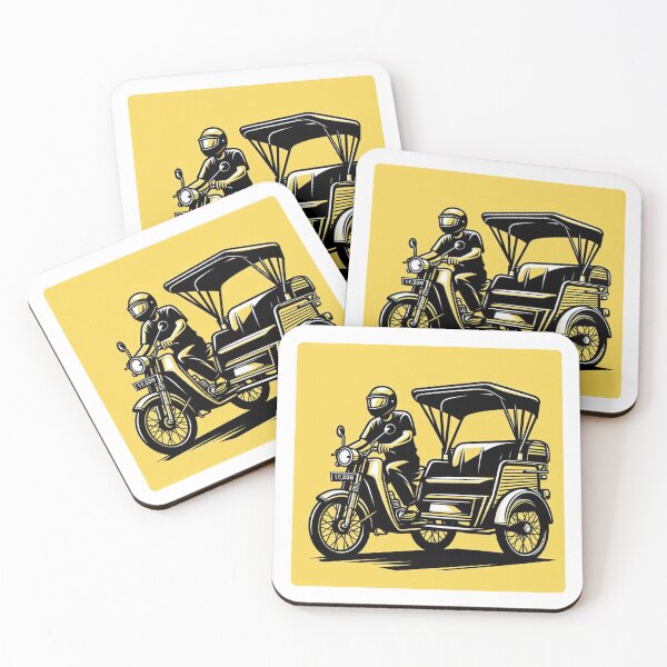 Item preview, AI Art: Vintage Motorized Rickshaw Design - Retro Medan City Charm for Clothing & Accessories designed and sold by knalpot-design.