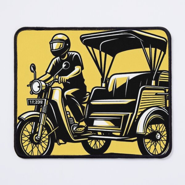 Item preview, AI Art: Vintage Motorized Rickshaw Design - Retro Medan City Charm for Clothing & Accessories designed and sold by knalpot-design.