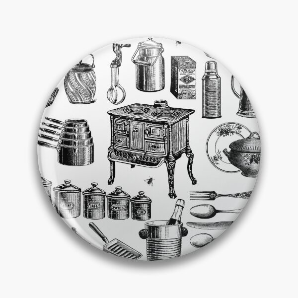 Item preview, victorian vintage antique kitchen cookware toile designed and sold by Gossip Rag.