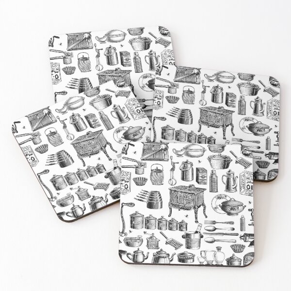 Item preview, victorian vintage antique kitchen cookware toile designed and sold by Gossip Rag.