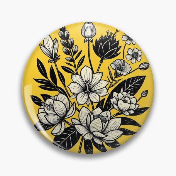 Item preview, AI Art: Black & Yellow Floral Collection from Bangladesh - Unique Design for Flower & Plant Lovers designed and sold by knalpot-design.