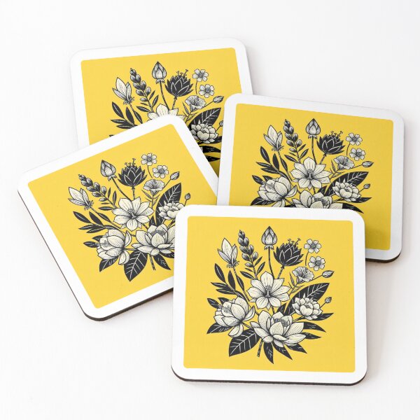 Item preview, AI Art: Black & Yellow Floral Collection from Bangladesh - Unique Design for Flower & Plant Lovers designed and sold by knalpot-design.