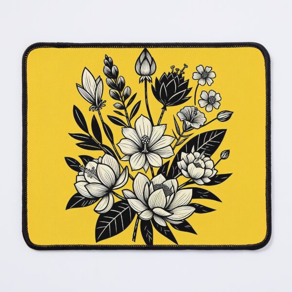 Item preview, AI Art: Black & Yellow Floral Collection from Bangladesh - Unique Design for Flower & Plant Lovers designed and sold by knalpot-design.