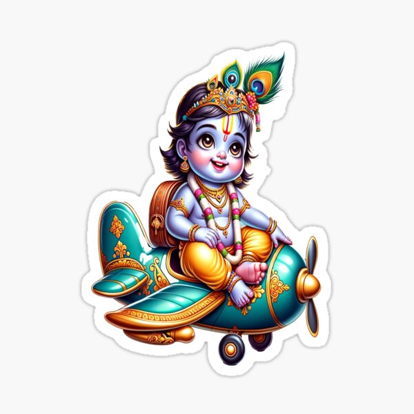 Item preview, Baby Krishna Flying on a Divine Plane designed and sold by DigitalDream-1.