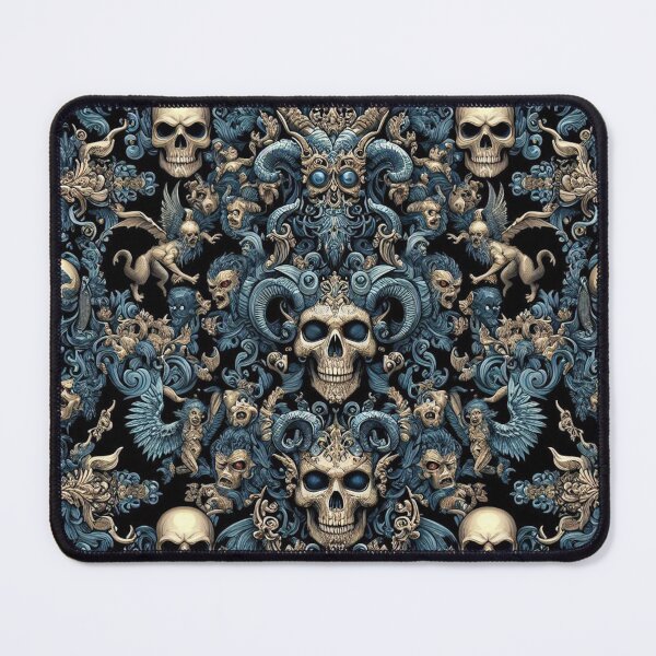 Item preview, Black & Blue Baroque: Demonic Opulence Luxury Fashion Art Gothic Metal Haute Couture with Skull Motifs & Dark Glamour BJJ designed and sold by blackdoggdesign.