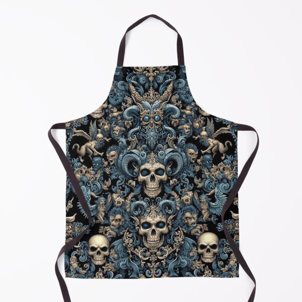 Item preview, Black & Blue Baroque: Demonic Opulence Luxury Fashion Art Gothic Metal Haute Couture with Skull Motifs & Dark Glamour BJJ designed and sold by blackdoggdesign.