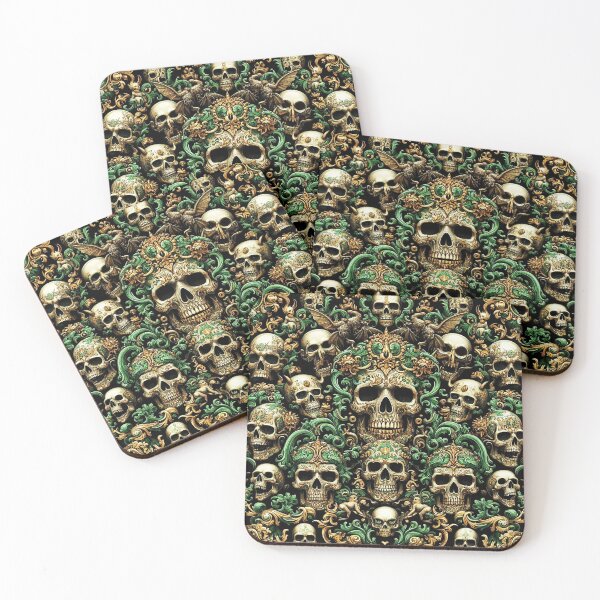 Item preview, Black & Green Baroque: Demonic Opulence Luxury Fashion Art Gothic Metal Haute Couture with Skull Motifs & Dark Glamour BJJ designed and sold by blackdoggdesign.