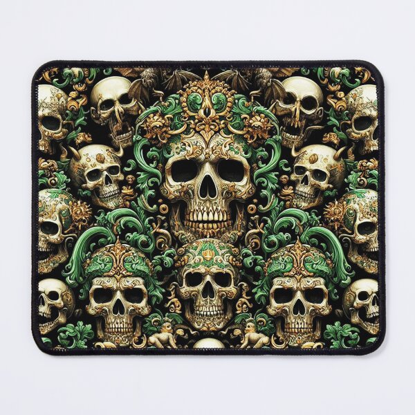 Item preview, Black & Green Baroque: Demonic Opulence Luxury Fashion Art Gothic Metal Haute Couture with Skull Motifs & Dark Glamour BJJ designed and sold by blackdoggdesign.