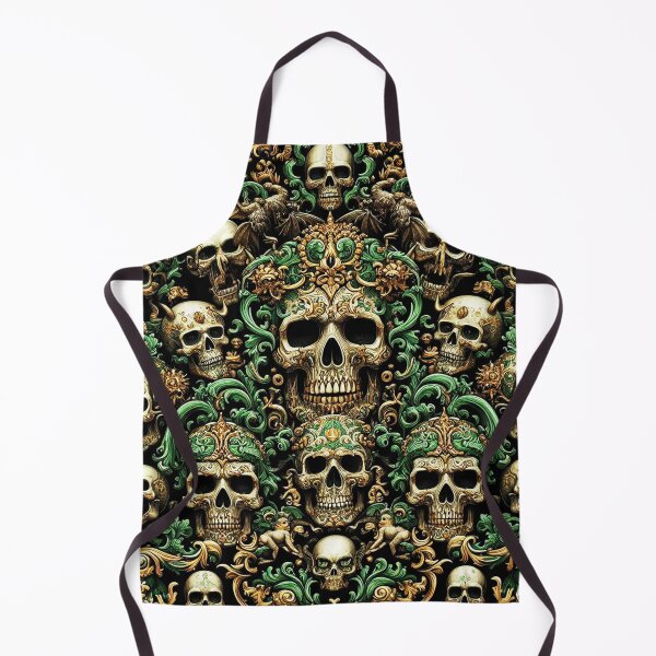 Item preview, Black & Green Baroque: Demonic Opulence Luxury Fashion Art Gothic Metal Haute Couture with Skull Motifs & Dark Glamour BJJ designed and sold by blackdoggdesign.